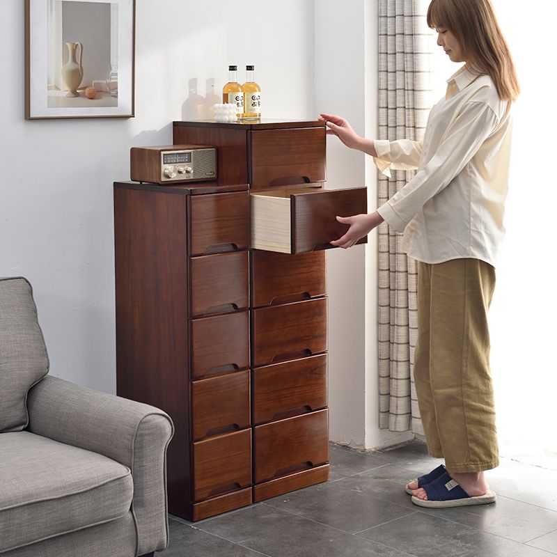 원목서랍장 바퀴 달린 서랍 거실 이동식 20x20x20 Brown + Wh 3층 - 상세 이미지 5