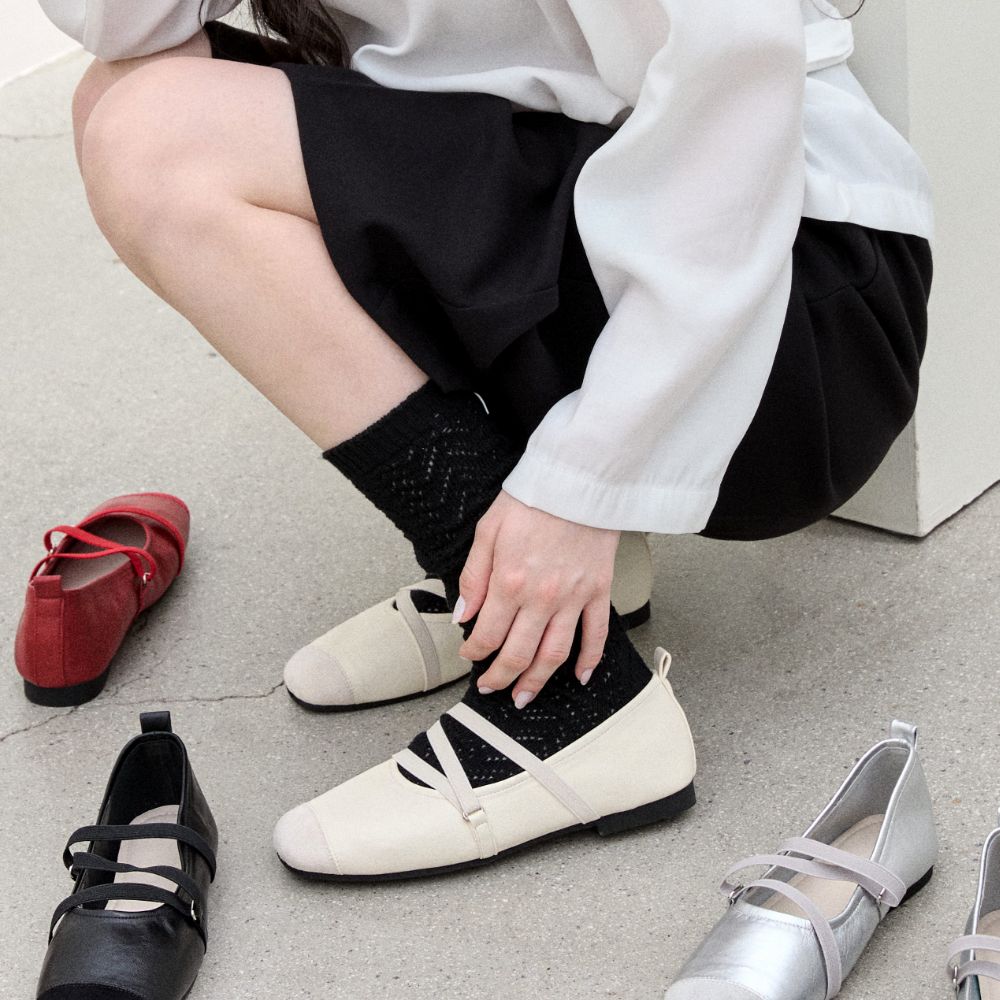스퍼 엘리스 크로스 스트랩 메리제인 플랫슈즈 1.5cm -VS9092 (4color) - 상세 이미지 3