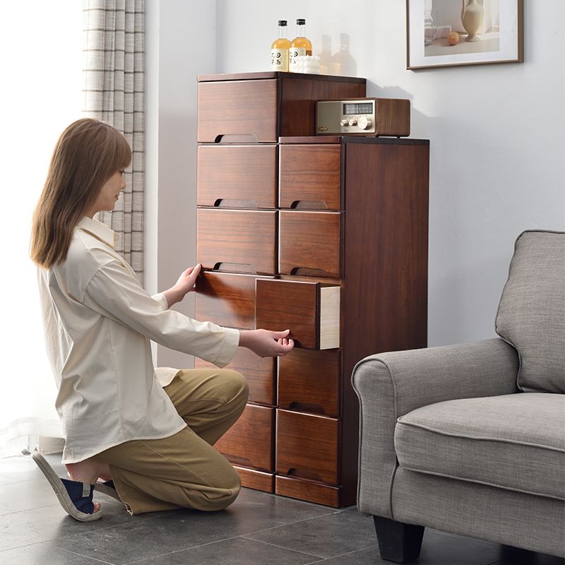 원목서랍장 바퀴 달린 서랍 거실 이동식 20x20x20 Brown + Wh 3층 - 상세 이미지 2