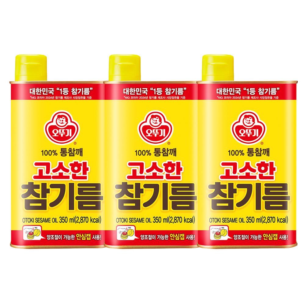 오뚜기 고소한 참기름 캔 350ml, 3개