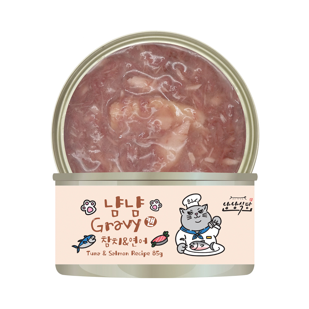 냥냥식당 냠냠 그레이비 고양이캔 참치+연어, 85g, 24개 - 상세 이미지 2