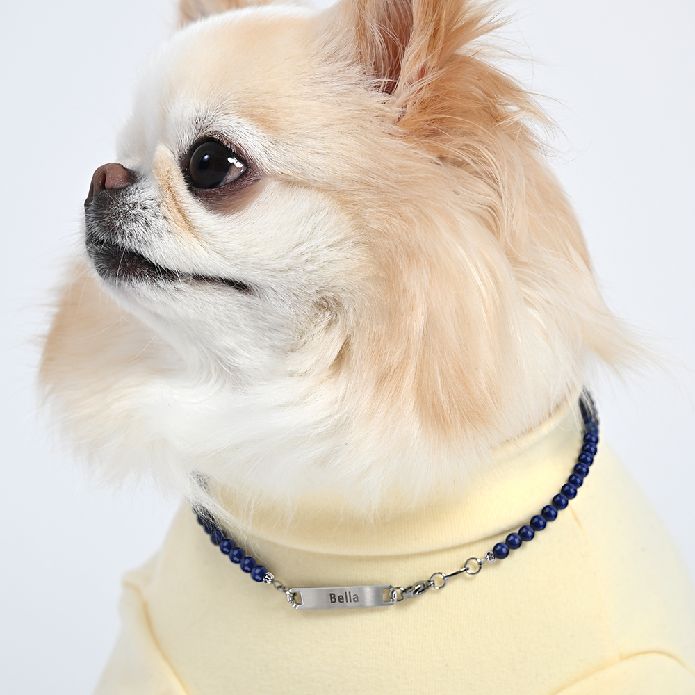 델릭서 강아지목걸이 천연석 원석 인식표 고양이 목걸이 써지컬 네임택 이름표 반려견 반려묘 - 상세 이미지 4