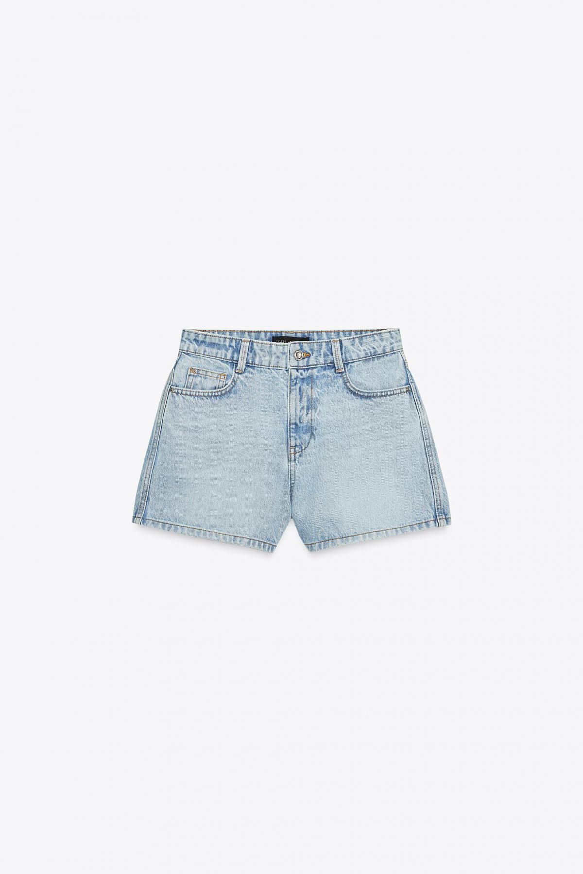 자라 연청 미드웨이스트 맘핏 데님 쇼츠 4083/233 LIGHT BLUE - 메인 이미지