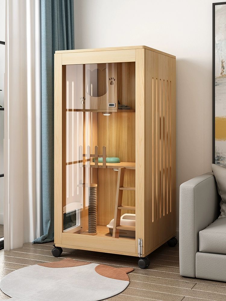 고양이빌라 하우스 호텔장 애견 초대형 캣케이지 실내 S-2 단독고양이빌라 150x90x60 원목 계단포함설치 - 상세 이미지 4