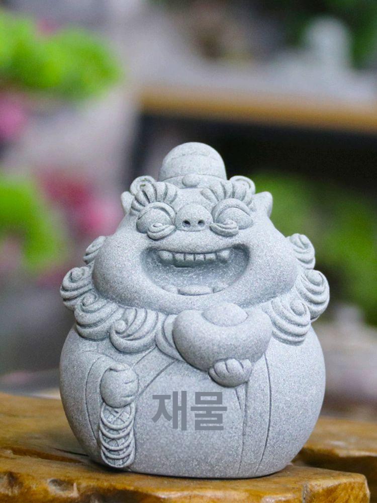 돌 장식인형 조각상 조경 풍수 마당 여신상 조각품 모형작은북사자한쌍 - 상세 이미지 2