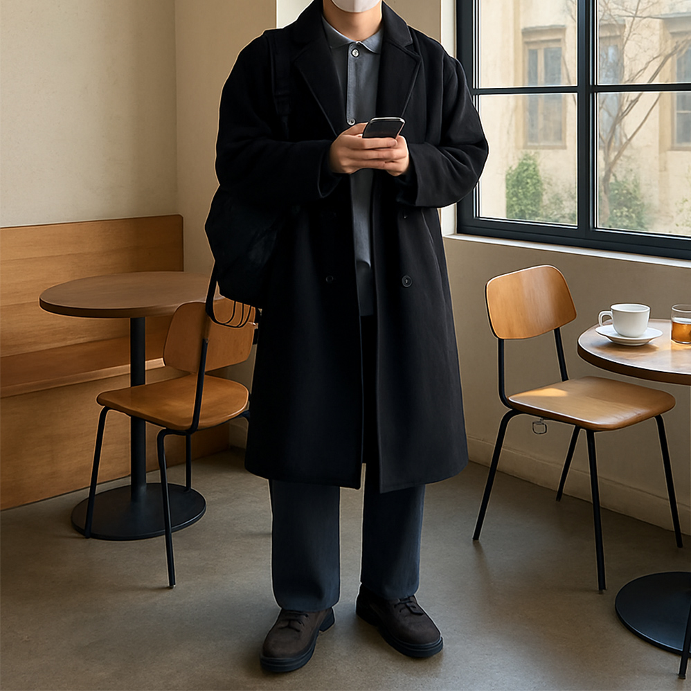 미니멀 오버핏 롱코트 (2TYPE) 맥코트 110cm - 상품 이미지