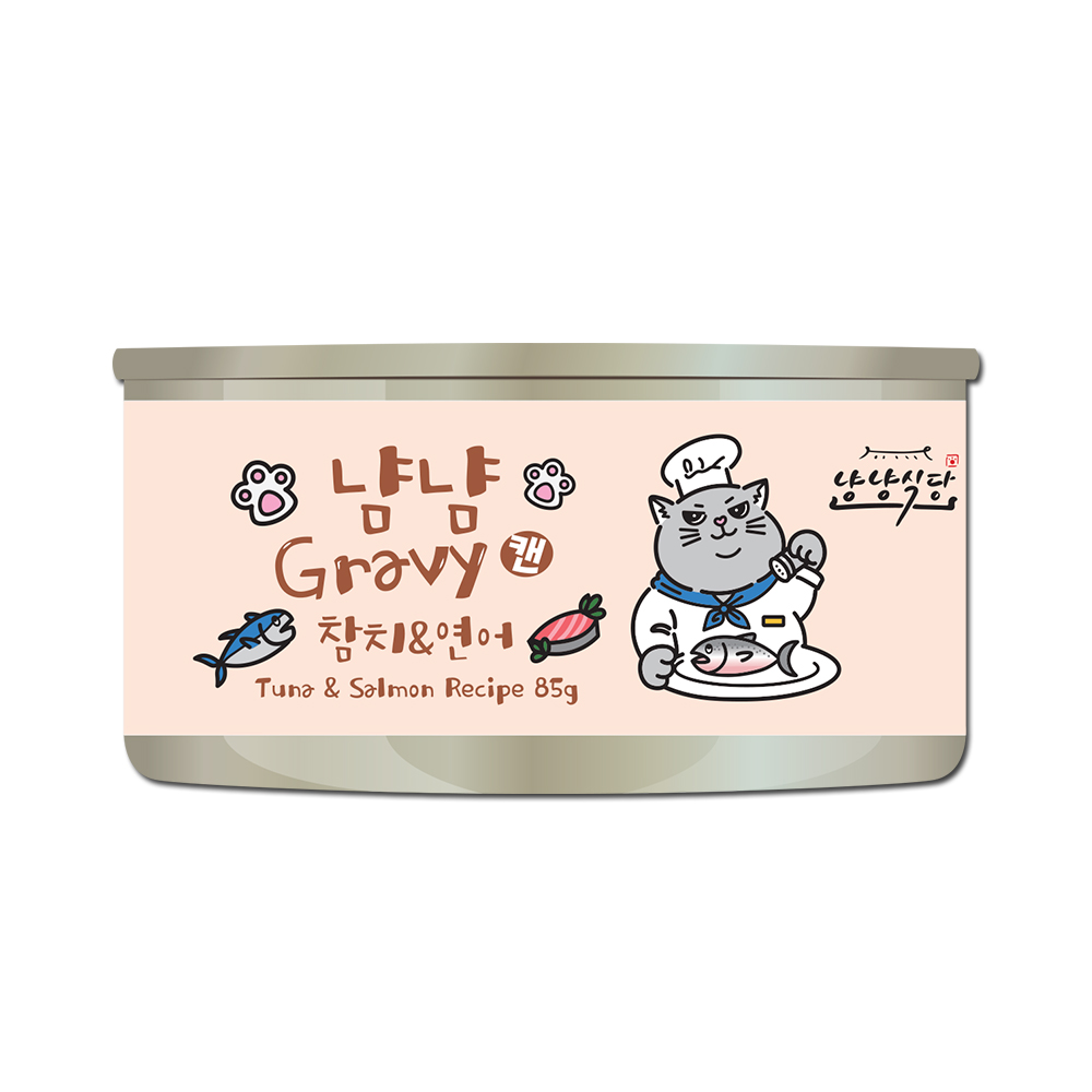 냥냥식당 냠냠 그레이비 고양이캔 참치+연어, 85g, 24개 - 상세 이미지 3