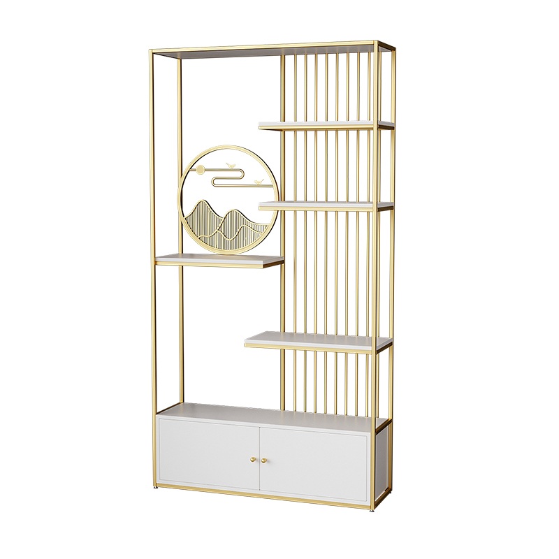 럭셔리 골드 철제 인테리어 거실 진열 수납 장식 책장 골드 흰색 캐비닛 140x30x190cm - 상품 이미지