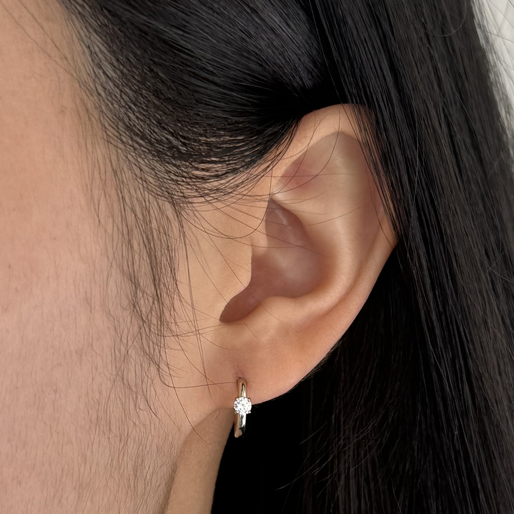 1부 랩 다이아 모이사나이트 세나 후프 데일리 원터치 링 귀걸이 - 상세 이미지 4
