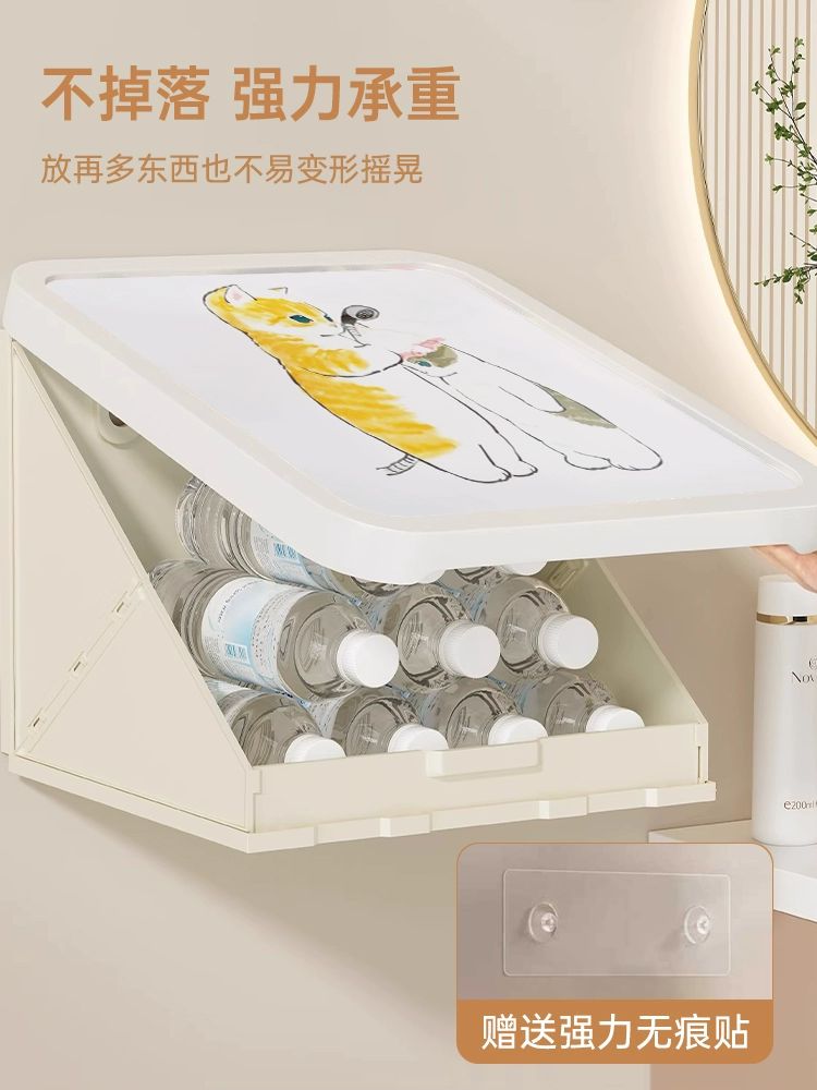 욕실 의류 보관함 접이식 행운 캐비닛 수납함 랙 샤워실 크리스탈 고양이 목욕 1초 강력 무흔 - 상세 이미지 5
