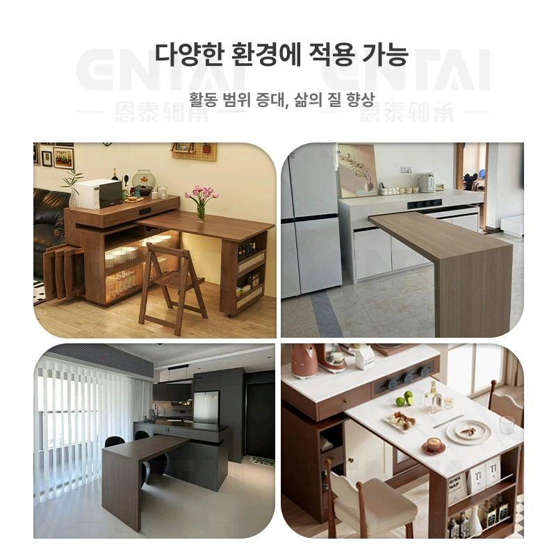 회전 슬라이드 식탁 레일 하드웨어 접이식 중국집 높이조절 홈바 턴테이블 바퀴 총길이 600mm 연장350mm - 상세 이미지 4