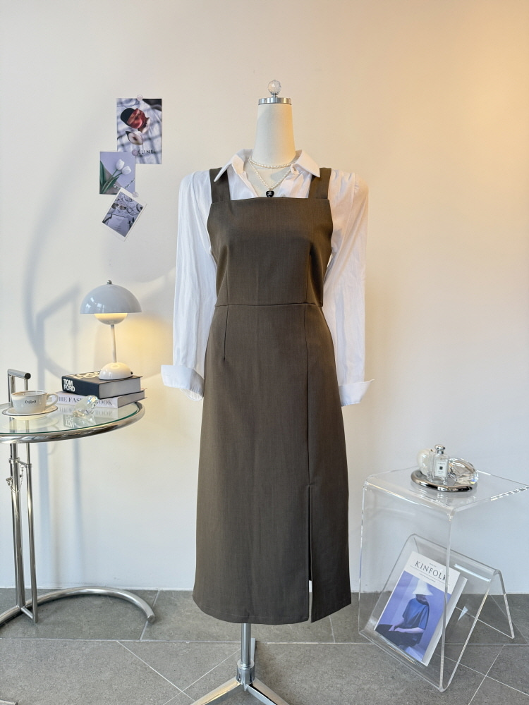 봄 스판 트임 절개 뷔스티에 나시 하객룩 원피스 - 상세 이미지 2