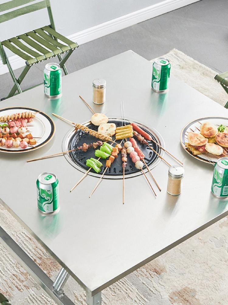 고깃집 테이블 펜션 원형 식탁 바베큐 스텐 싱글 테이블 80x80x55cm - 공식 표준 - 상세 이미지 4