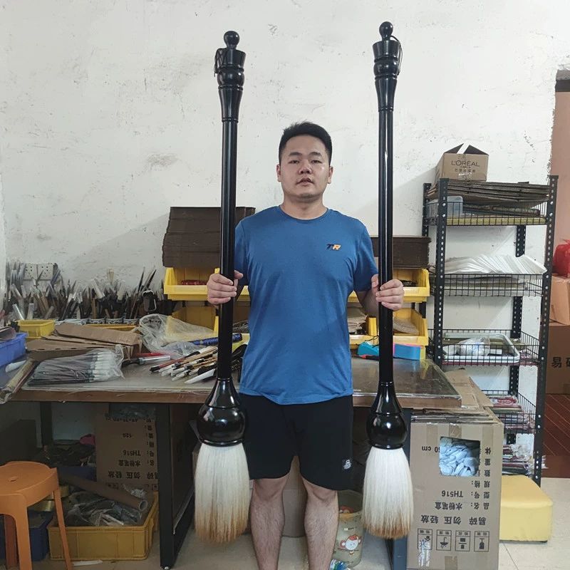 대붓 대형 브러쉬 두필 목간 붓 소품 붓글씨 행위예술 태극 붓 전체 길이 68cm 두필 - 상세 이미지 5