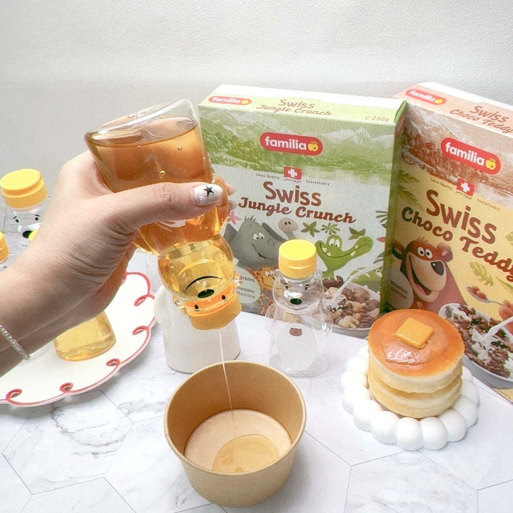 흐르지 않는 미니 곰돌이 꿀통 소스통 캠핑 케찹 오일 시럽 병 소분용기 통 S