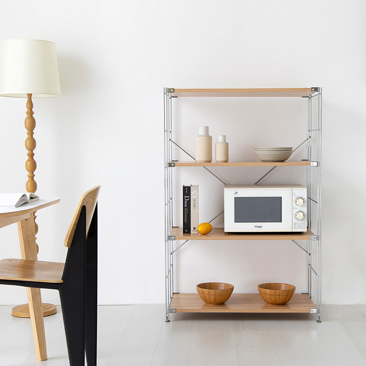 CHAKOC 선반 850 넓은 850x420x1200mm, 4단, 내추럴 0099.3614