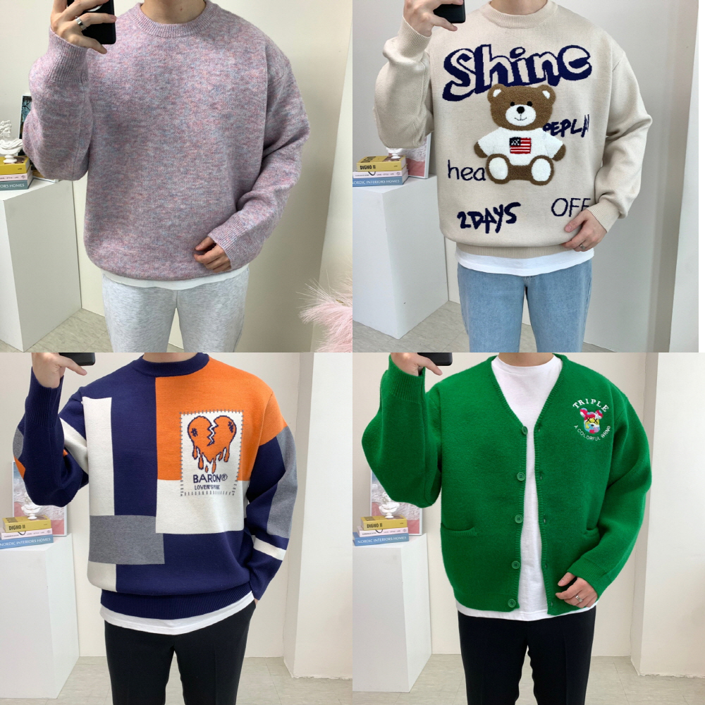 남자 니트 오버핏 헤비 캐시미어 울 BARON 스웨터 제품 이미지