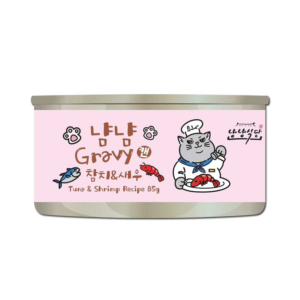 냥냥식당 냠냠 그레이비 고양이캔 참치+새우, 85g, 24개 - 상세 이미지 3