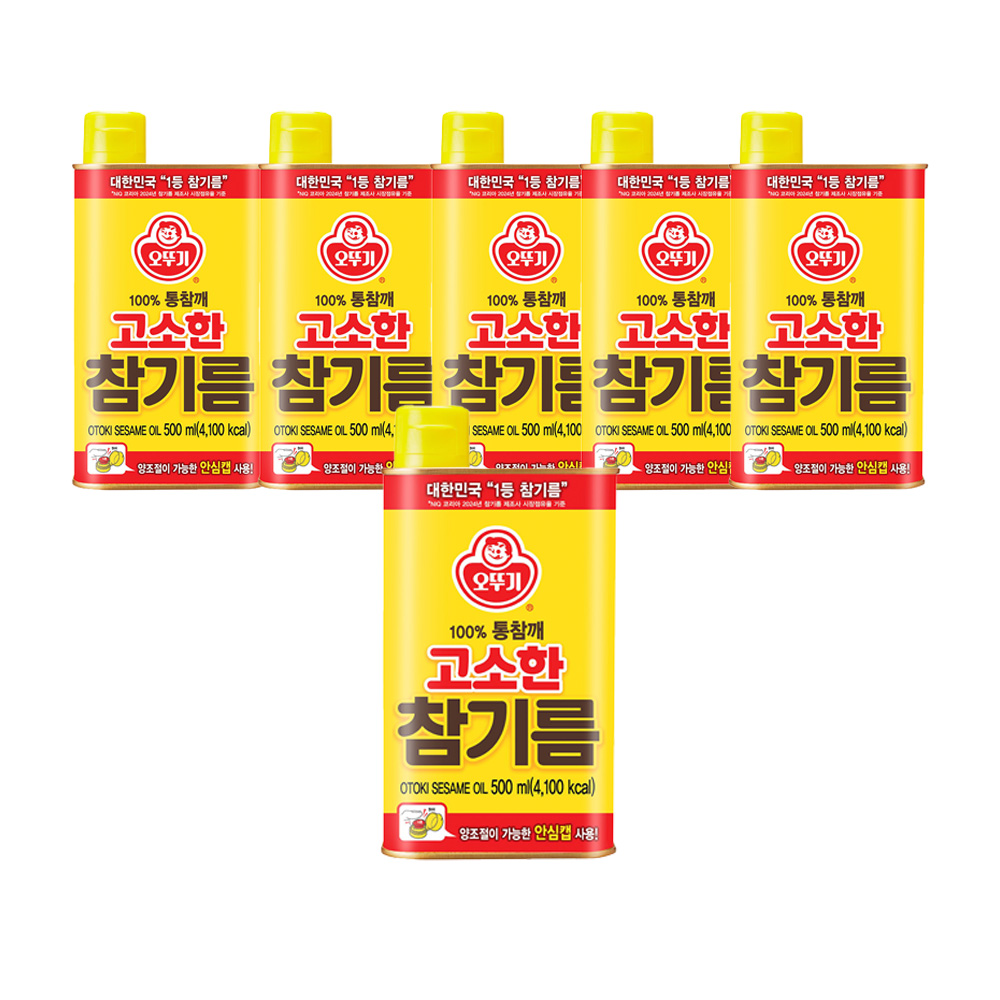 오뚜기 고소한 참기름 캔 500ml, 6개