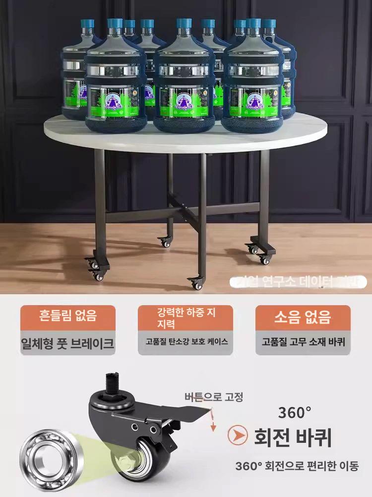 원형 접이식 탁자 접는 입식 식탁테이블 좌식 간이책상 조립 불필요 1m 백리석무늬-4-6인용 - 상세 이미지 4