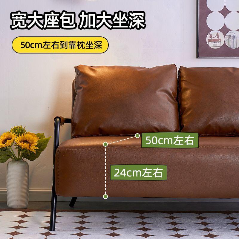 쇼파 좁은 거실 작은 원룸 푹신한 고급 브라운 테크 천 싱글 65cm 베개 1개 무료 - 상세 이미지 5