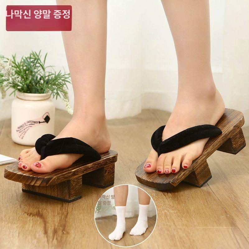 전통 일본 슈즈 고무신 코스프레 굽높은신발 통굽 코스튬 신대화검정 이빨2개 40 38-40 사이즈 적합 - 상세 이미지 2