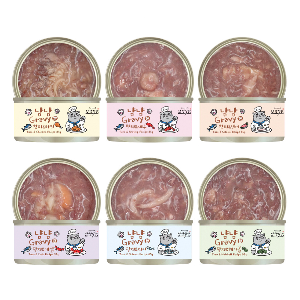 냥냥식당 냠냠 그레이비 고양이캔 콤보(6종 4개씩), 85g, 24개 - 상세 이미지 2
