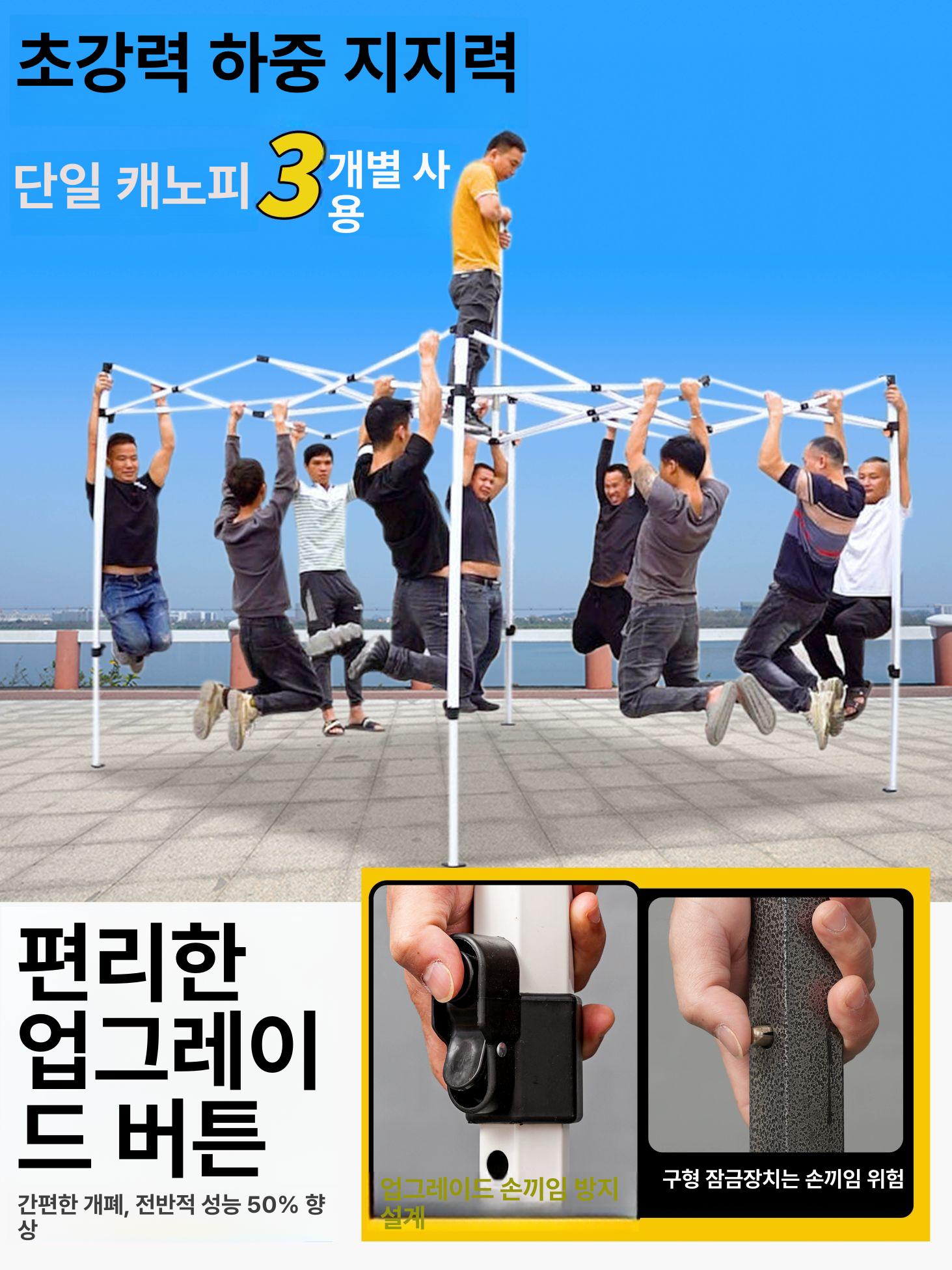 간이 주차 천막 실외 임시 먹색 대형 접이식 행사용 차량용 그늘막 차고지 자동 프레임 3x4.5 주차 가림막 A 3x3m - 상세 이미지 3