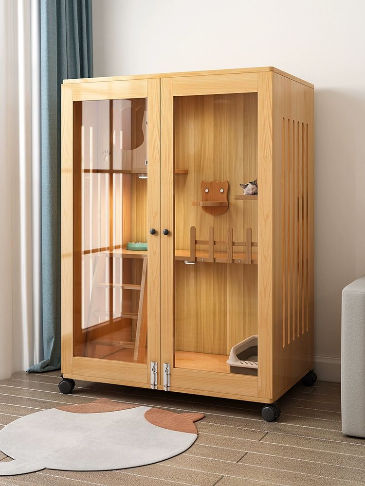 고양이빌라 하우스 호텔장 애견 초대형 캣케이지 실내 S-2 단독고양이빌라 150x90x60 원목 계단포함설치 - 상세 이미지 2