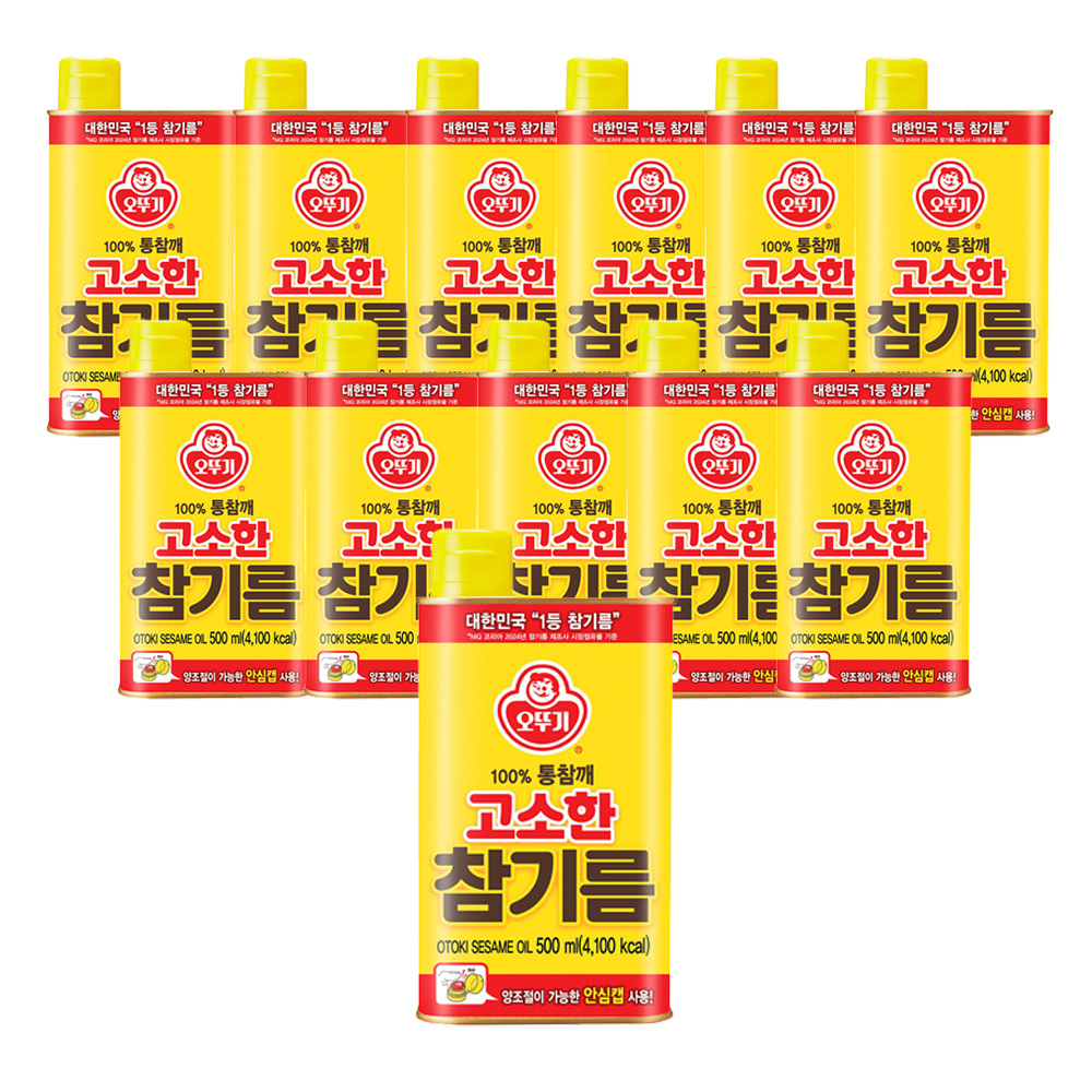 오뚜기 고소한 참기름 캔 500ml, 12개