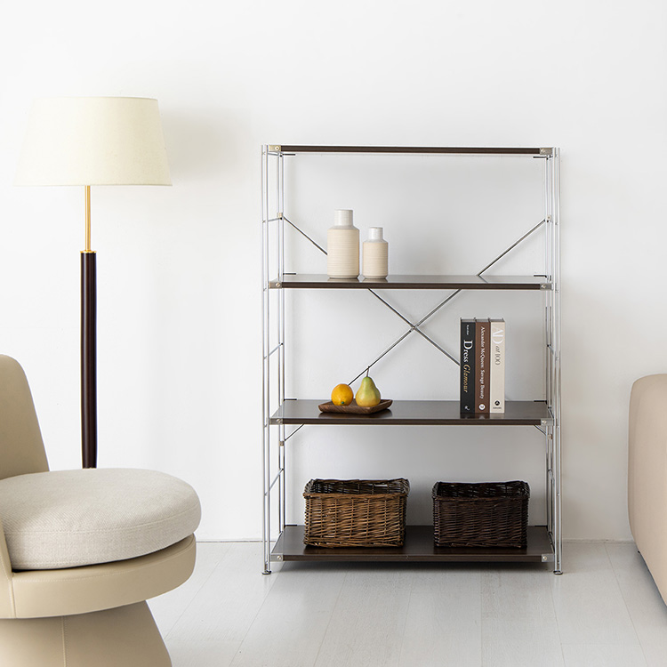 CHAKOC 선반 850 넓은 850x420x1200mm, 4단, 내추럴 0099.3614