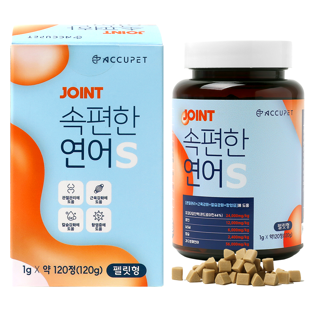 아큐펫 강아지 관절 영양제 노견 슬개골 연골 연어 S 120g, 3개 - 상세 이미지 2
