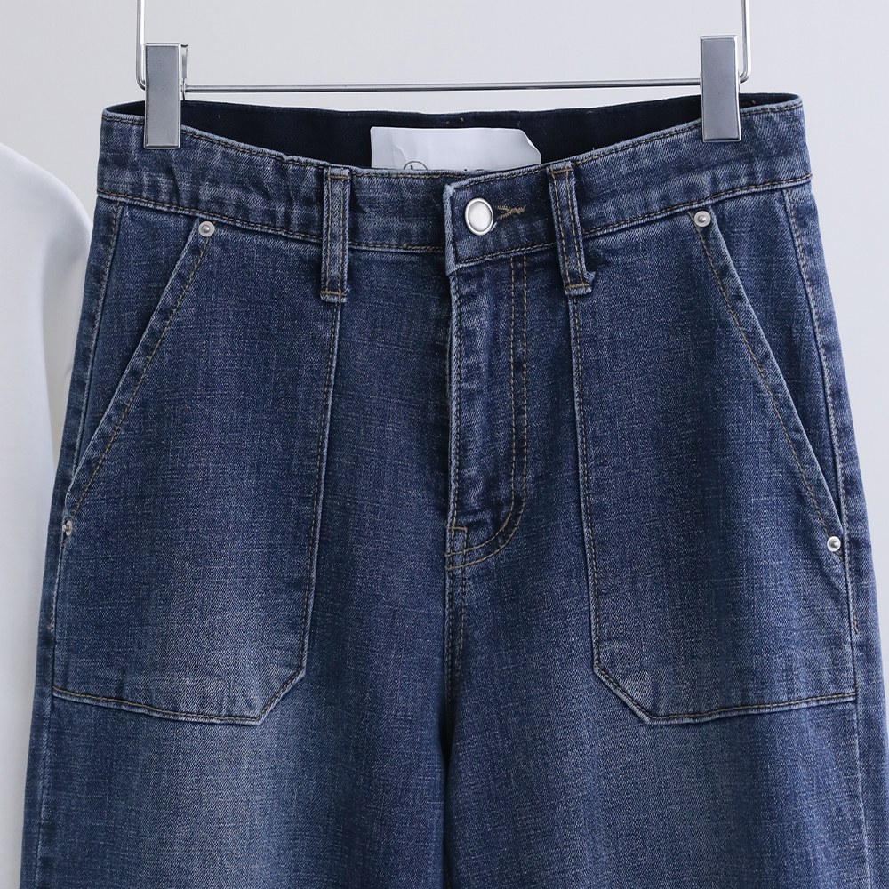 루퍼 프리미엄 링사 아웃포켓 일자 와이드 히든밴딩 데님 팬츠 - 상세 이미지 3