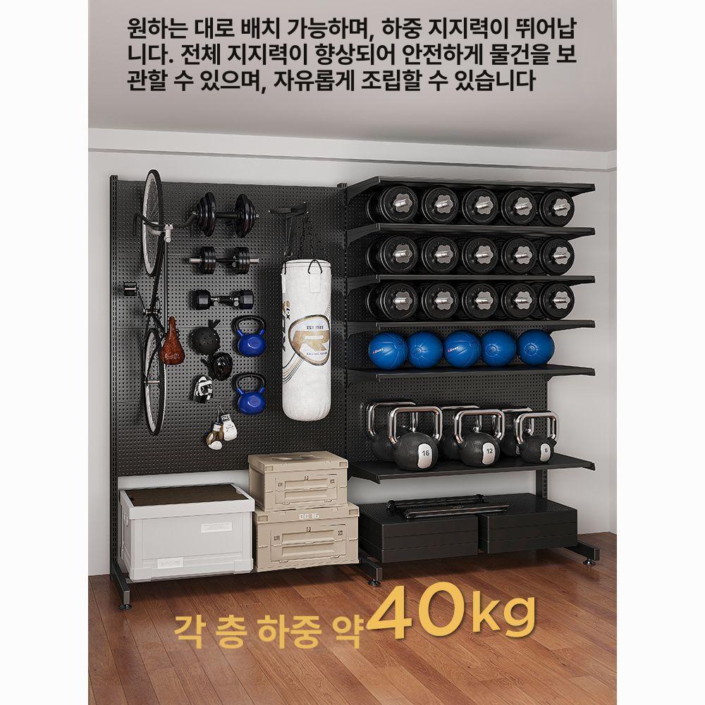 스포츠 장비 메탈 철제선반 랙철제선반 앵글선반 블랙 66cm 3층 선반+4구 - 상세 이미지 2