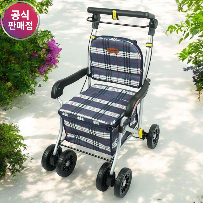 진산메디칼 접이식 노인보행기 어른 실버카 어르신 노인용 성인용 할머니 유모차 F-828 - 메인 이미지
