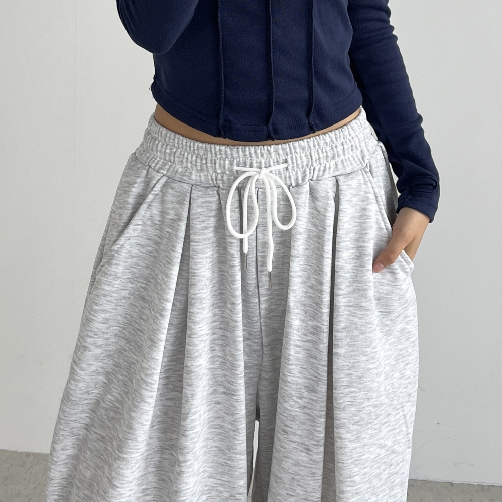 핀턱와이드팬츠 여성 밴딩 스트링 조거 봄 가을 벌룬핏 통바지 핀턱플로우밴딩팬츠 - 상세 이미지 3