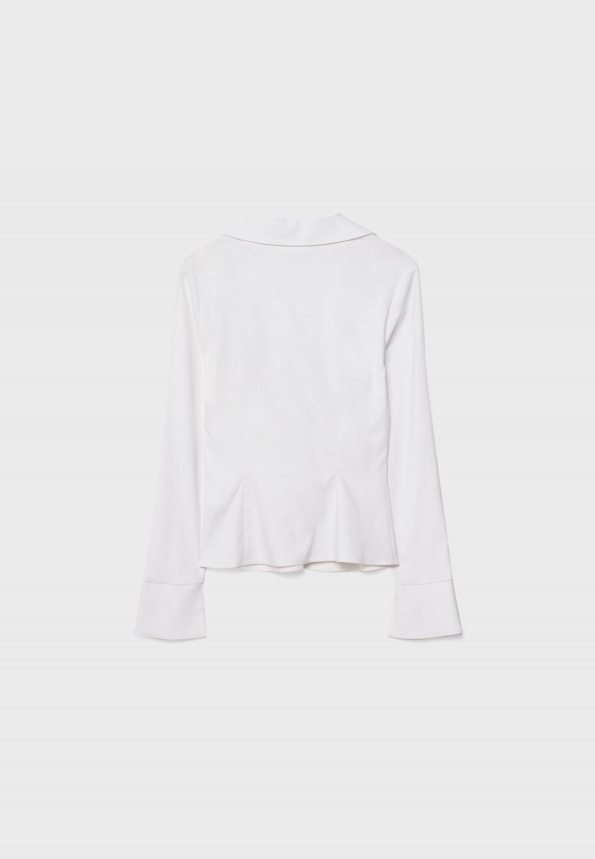 스트라디바리우스 테크니컬 슬림핏 브이넥 긴팔 셔츠 6056/363 WHITE - 상세 이미지 3
