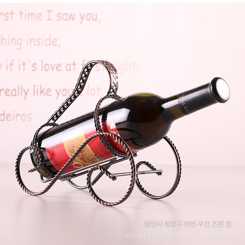 와인랙 하이앤드 철제 와인 보관 거치대 디스플레이 B004 세발 자전거 고동색 - 상세 이미지 3