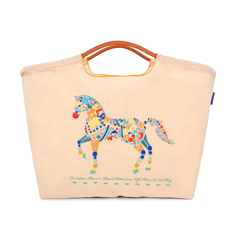 볼앤체인 베이지 플라워 홀스 라지 에코백 30113521 Flower horse - 상품 이미지