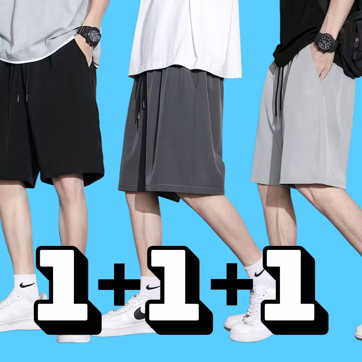 남자 냉감 데일리 여름 반바지 트레이닝 쿨 팬츠 밴딩 3장 초소대형 사이즈 (28~44) - 상품 이미지