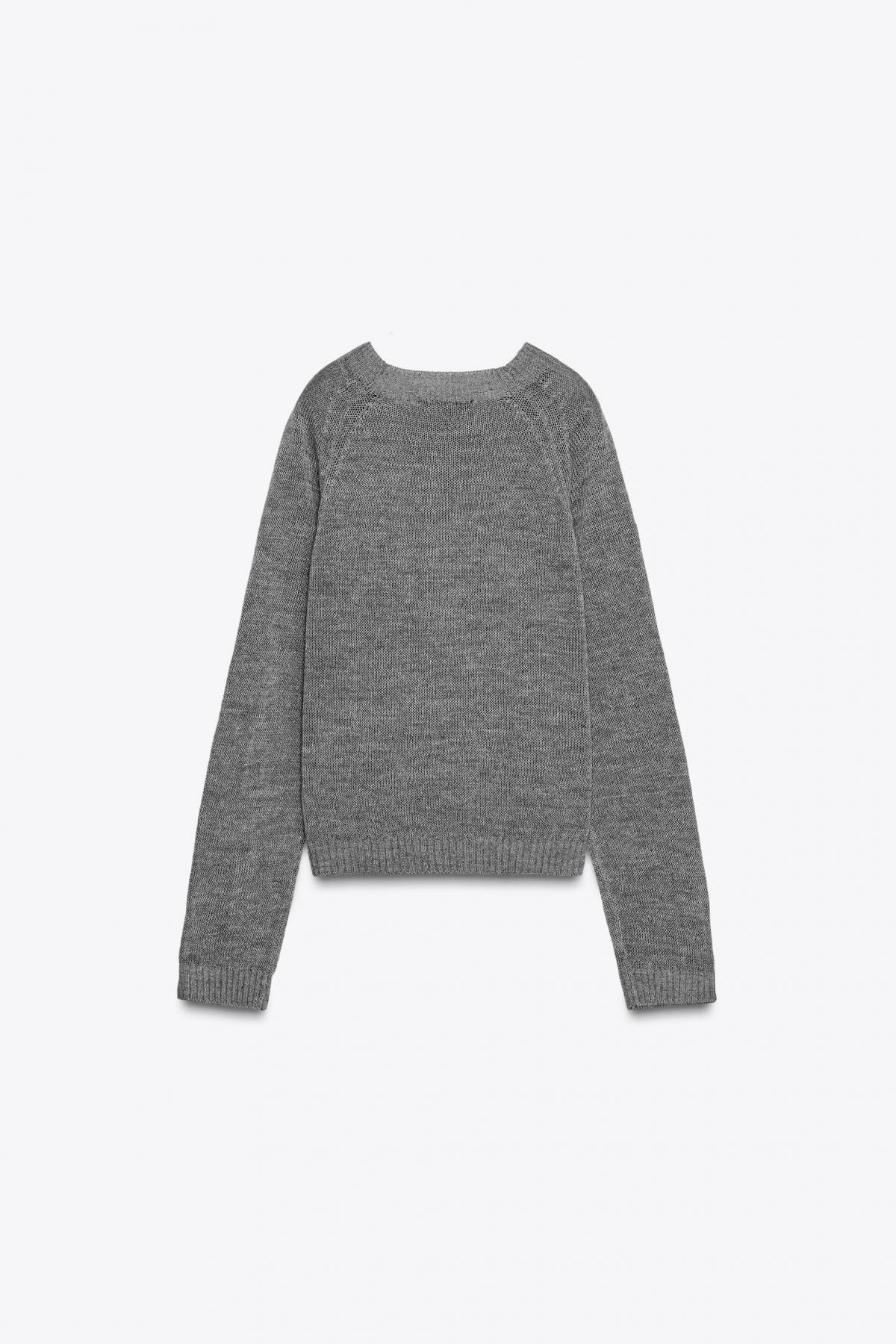 자라 데일리 라운드넥 버튼업 베이커 니트 스웨터 2142/135 GREY MARL - 상세 이미지 5