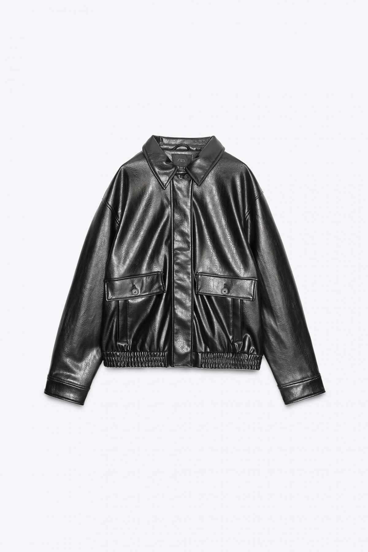 자라 페이크레더 테크니컬 봄버 재킷 4391/773 BLACK - 메인 이미지