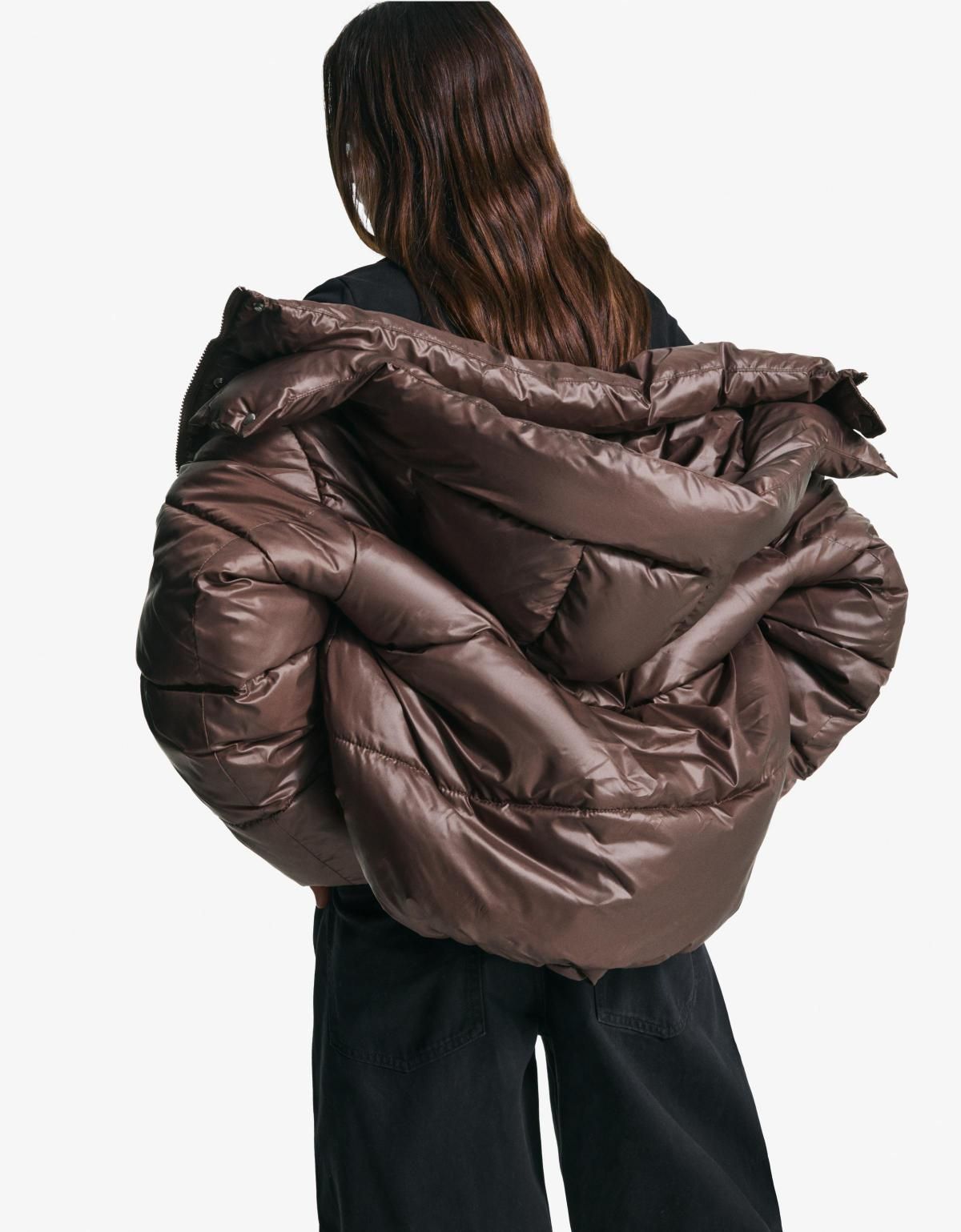 버쉬카 테크니컬 후드 숏 패딩 점퍼 6605/200 BROWN - 상세 이미지 4