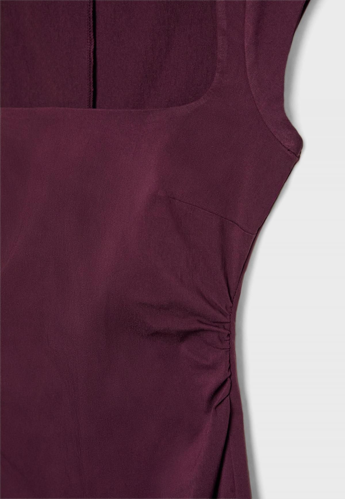 스트라디바리우스 드레이프 슬림핏 버건디 미디 원피스 6373/555 BURGUNDY - 상세 이미지 2