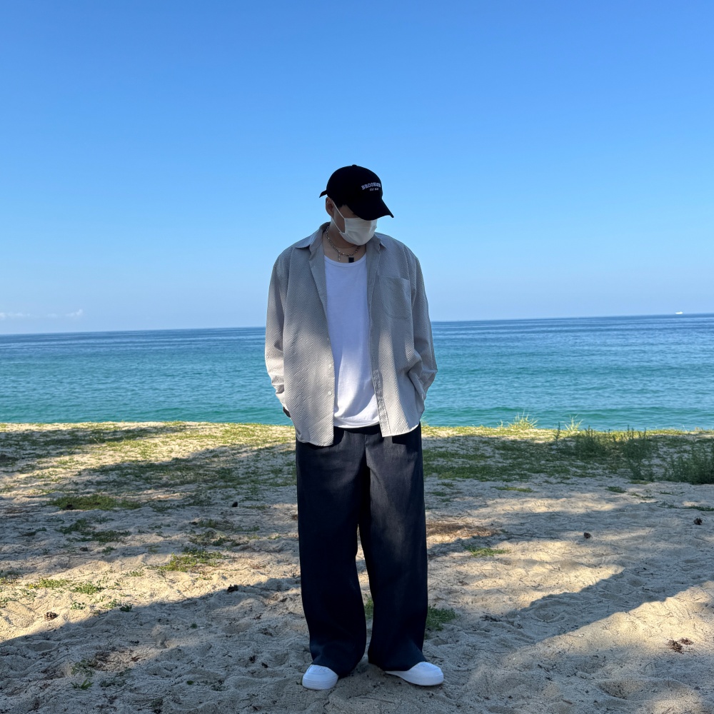 밴딩 블랙진 남자생지데님 작업복 통청바지 가을 와이드청바지 - 상세 이미지 2