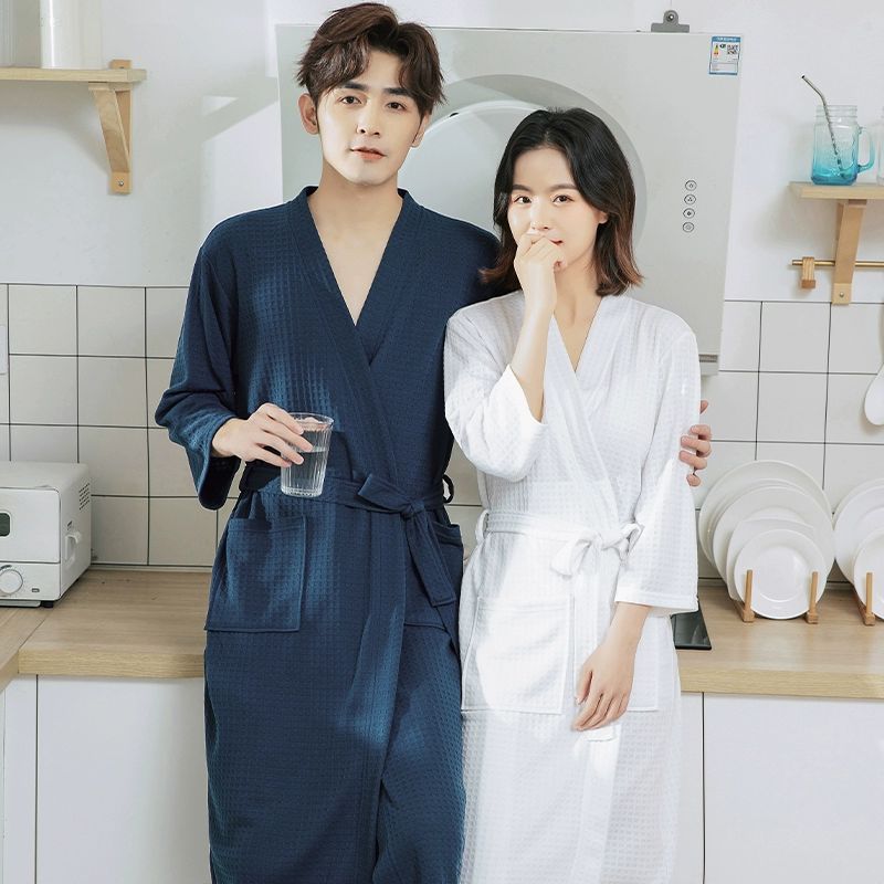 심플 마사지샵 가운 목욕 피부관리실 와플그레이 M사이즈 35.0-60.0kg - 상세 이미지 5