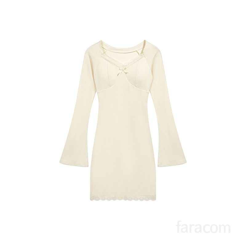 여성 슬림핏 롱슬리브 레이스 원피스 매력적인 가을 타이트 힙스커트 섹시한 스타일 데일리룩 특별한 날 외출용 - 상세 이미지 5