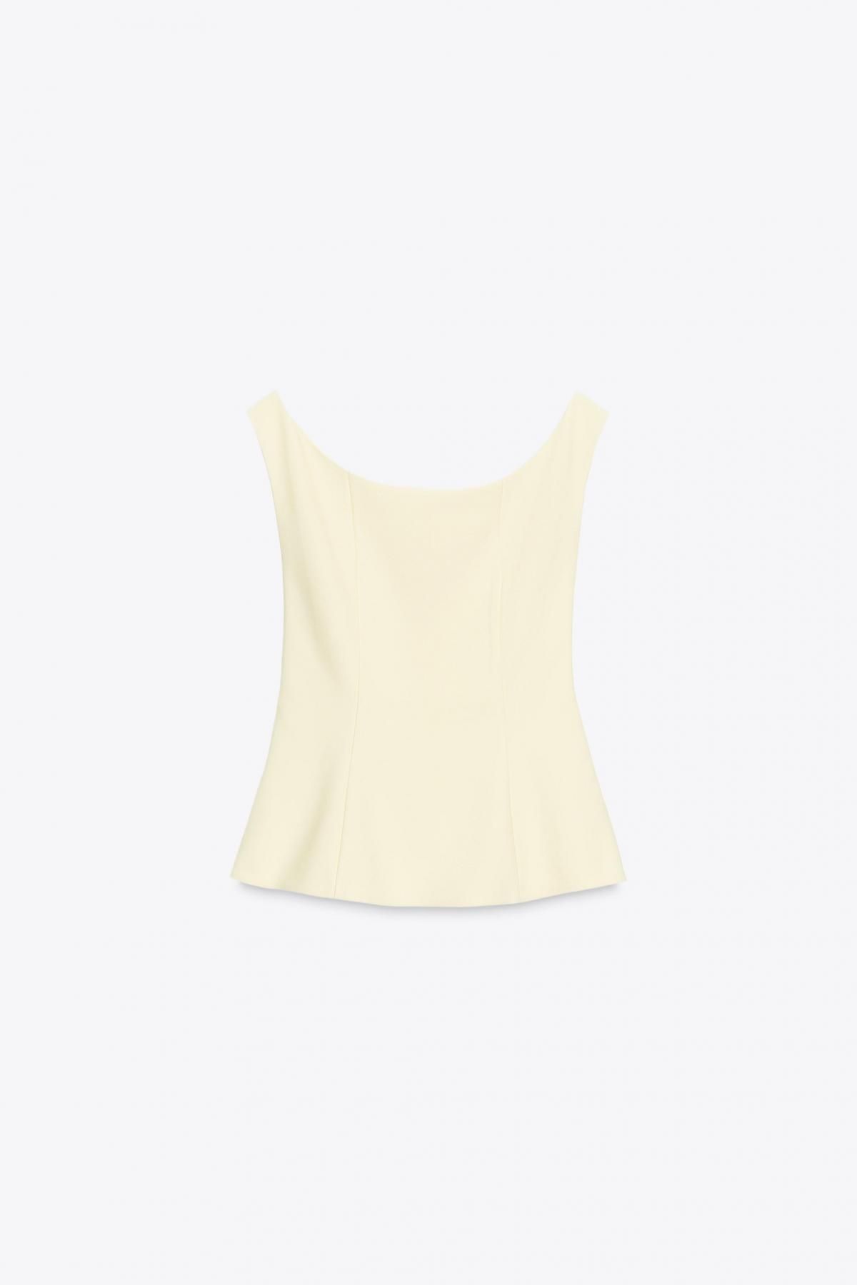 자라 크레이프 민소매 라운드넥 탑 5063/835 LIGHT YELLOW - 메인 이미지