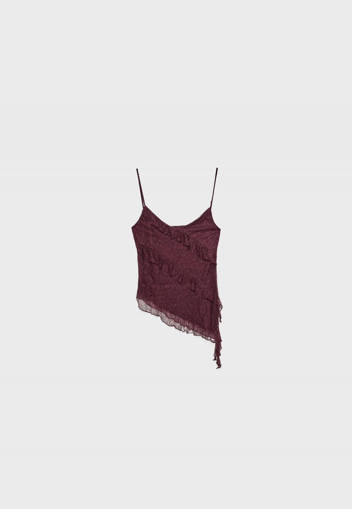 스트라디바리우스 비대칭 레이스 러플 스트랩 탑 6769/891 PURPLE - 상품 이미지