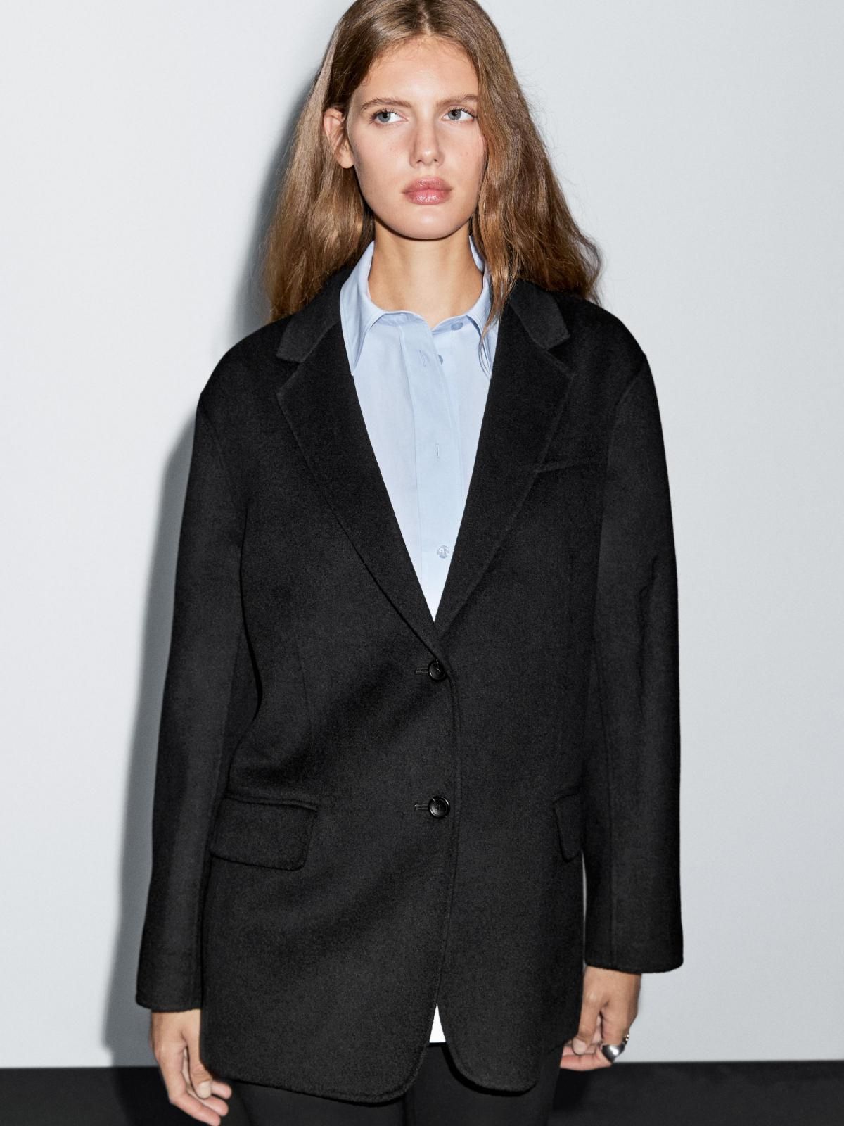 마시모두띠 울블렌드 블랙 스카프 테일러드 재킷 6417/978 BLACK - 상세 이미지 5